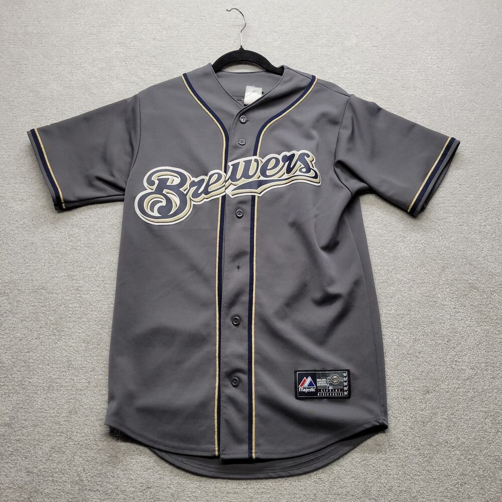 Majestic Milwaukee Brewers Ryan Braun 8 Gray Baseball Jersey Men's Large